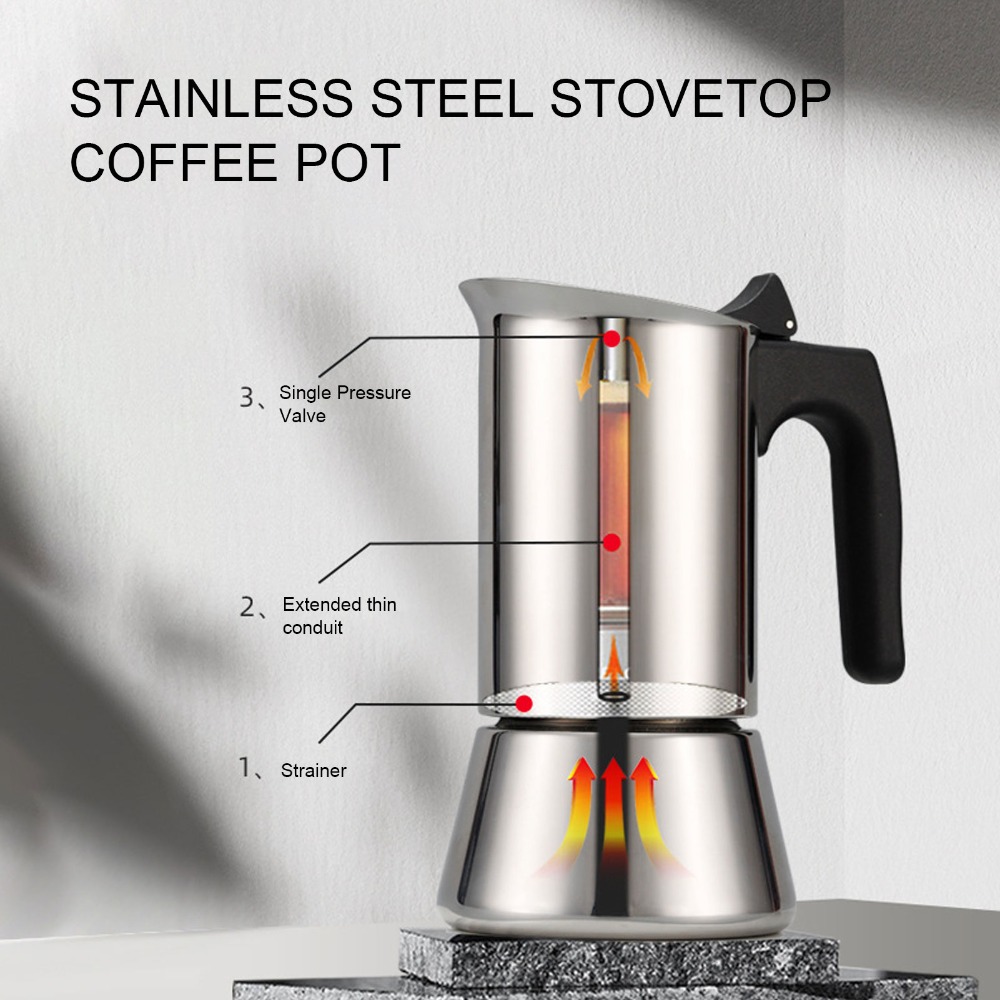 Coffee Equipment Wholesale - Panci Moka Stainless Steel Kapasitas Besar