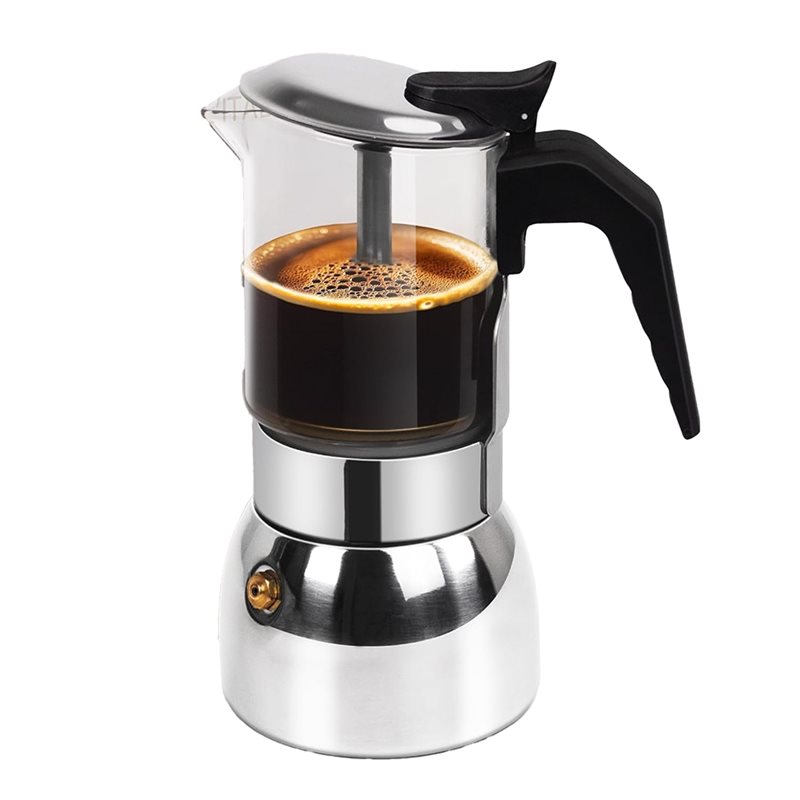 ABUI-Clear Glass 4 Cup Moka Po - Coffee Equipment Wholesale ulasan dan harga