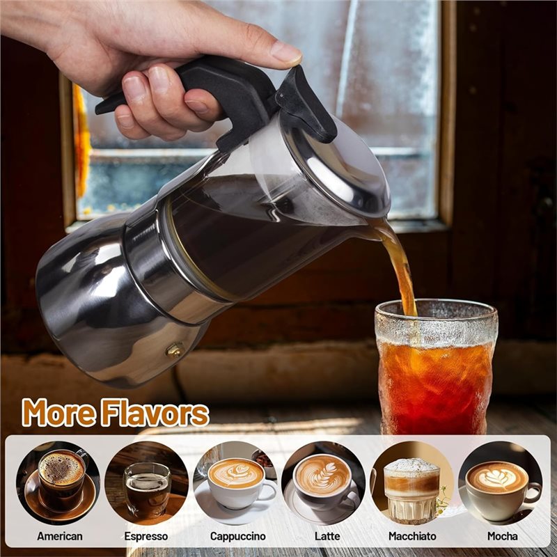 ABUI-Clear Glass 4 Cup Moka Po - Coffee Equipment Wholesale ulasan dan harga